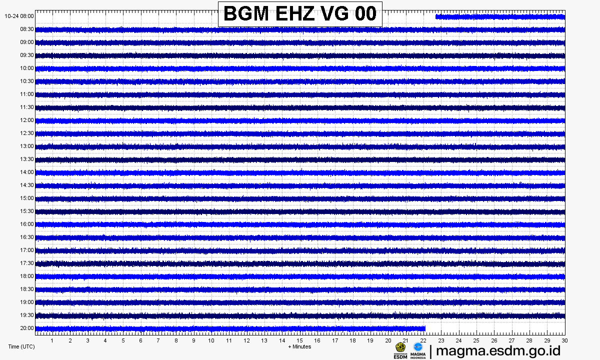 Seismogram stasiun BGM EHZ, Gunung Ili Lewotolok